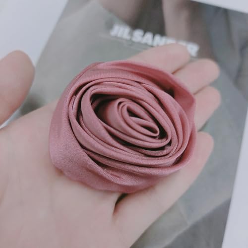 Image of Fabric Rose Flower Brooch Pin for Women Girls Elegant Camellias Clip Corsage Jewelry Wedding Party Dance Banquet Pins for Lady Shirt Collar Clothing Accessories Brooches Fashion Silk Gifts Celebration Favors