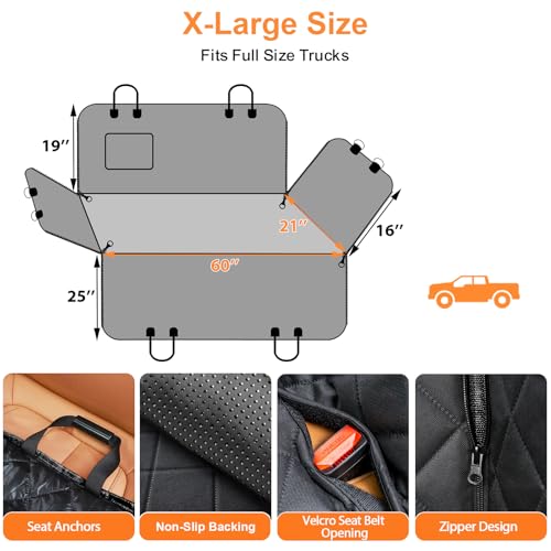 Image of URPOWER Dog Car Seat Cover for Pets 100% Waterproof Seat Cover Hammock 600D Heavy Duty Scratch Proof Nonslip Durable Soft Back Seat Covers for Full Size Trucks