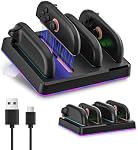 4-in-1 Magnetic Charging Dock Compatible with Switch 2 Controllers – Fast USB-C Charger with LED Indicators, Wall-Mountable Compact Charging Station