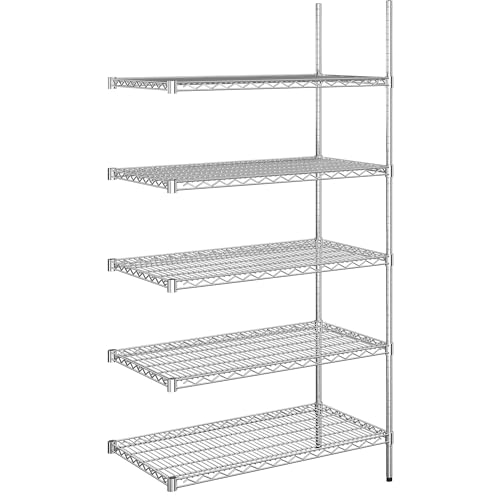 kaiserkraft | Stahldraht-Gitterregal | verchromt | Fachlast 150 kg | BxT 910 x 610 mm | Anbauregal | Höhe 1880 mm | 5 Fachböden