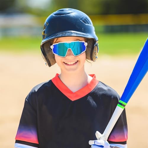 FEISEDY Jugendliche Kinder Sportbrille Polarisiert 6-15 Jahre Fahrradbrille UV400 Schutz Sport Sonnenbrille für Jungen Mädchen B0190