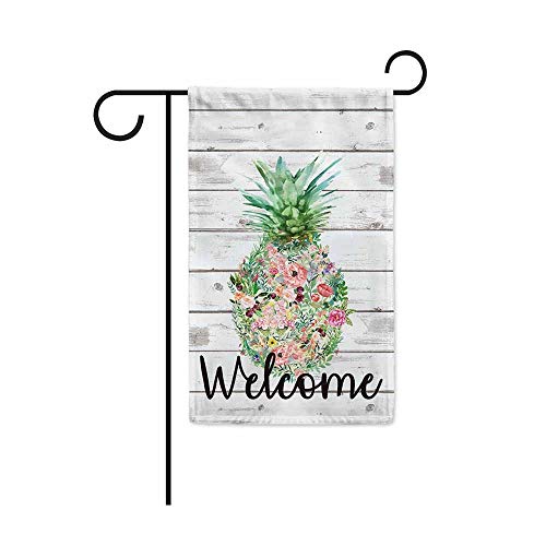 Bageyou Hello Summer Pineapple Flowers Decorative Garden Flag For Outdoor 12.5X18 Inch Printed Double Sided #TOP9