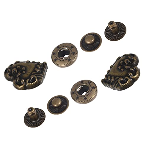 IWOWHERO 10Sets Retro Alloy Snap Fasteners Craft Buttons for Clothes Bags Purses Design Easy to Use for Crafts Repairs