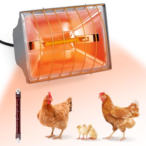 Lámpara de Calor para Pollitos, Lámpara de luz Roja 175 W, Lámpara de Calefacción, Gallinero, Lámpara de Calor, Pantalla de Animales con interruptor Económico, Cable de 1,8 m, Lámpara de Infrarrojo