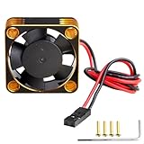 AllinRC 30mm RC Car Motor Cooling Fan Heatsink 28000RPM Brushless ESC Cooling Fan for RC Car Truck Buggy 1/8 1/10 540 550 Motors (Black-Gold)