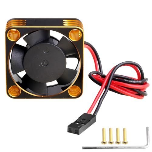 AllinRC 30mm RC Car Motor Cooling Fan Heatsink 28000RPM Brushless ESC Cooling Fan for RC Car Truck Buggy 1/8 1/10 540 550 Motors (Black-Gold)