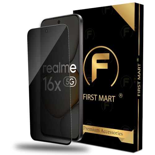 Image of FIRST MART Militry-Grade Privacy Screen Protector for Realme 16x - Anti-Spy Edge to Edge Coverage I Case Friendly, 9H Hardness, Bubble-Free | Anti-Peeping, 2 Pack