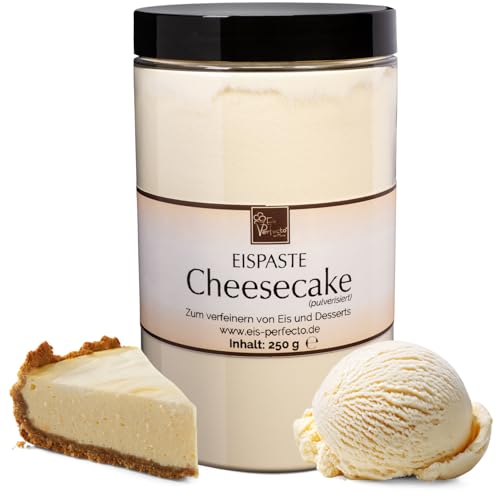 Cheesecake-Eispaste (Pulverisiert) für einmaliges aromatisches Eis » Auch zum Verfeinern von leckeren Desserts, Joghurt, Pralinen Torten und vielem mehr » Inhalt 250 g
