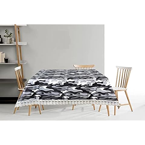 CASA-NEST Printed Vinyl 8-10 Seater Tablecloth Protector Waterproof/Oil-Proof Plastic Rectangle Sheet Table Cover 60(inches) Width x 108(inches) Length with lace Edges for 8-10 Seater Table cover042 Cover