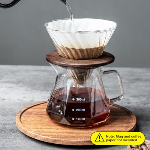 Image of Supvox Glass Coffee Dripper with Spiral Ridges High Borosilicate Pour-Over Set Bamboo Stand, Easy-Grip Handle Premium Coffee Accessories Set 2PCS Gift for Coffee Lovers
