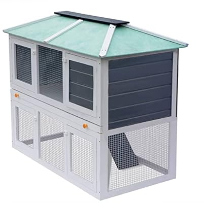 Lechnical Wooden Rabbit Hutch with Two Levels for Small Animals, Pet Supplies - Items, Items for Small Pets, Habitat/Cages Small Animals (SPU:170344)