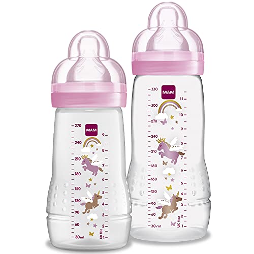 MAM Baby Kit 2 Mamadeiras Easy Active Set, 270ml e 330ml Com Form...
