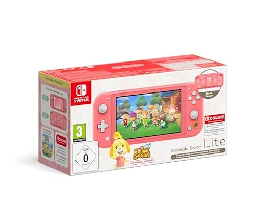 Nintendo Consola Switch Lite Animal Crossing: New Horizons Isabelle Aloha edition (coral) con juego preinstalado y suscripción de 12 meses Switch Online | Ya disponible en tu tienda friki favorita! En mundofriki.es!