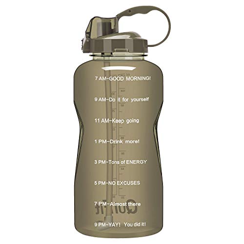 QuiFit Gallon Sport Water Bottle with Drinking Straw and Motivational Time Marker BPA