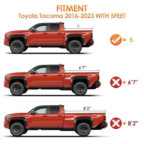 Image of Nilight Soft Tri-Fold Tonneau Cover for Toyota Tacoma 2016-2023 5ft Bed