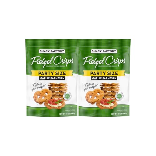 Snack Factory Garlic Parmesan Pretzel Crisps, 14 OZ Party Size Bag (Pack of 2)