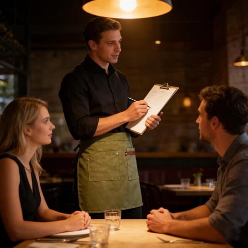Tablier pour serveuse et barman avec poches amples équipement nettoyage restaurant pub - 2
