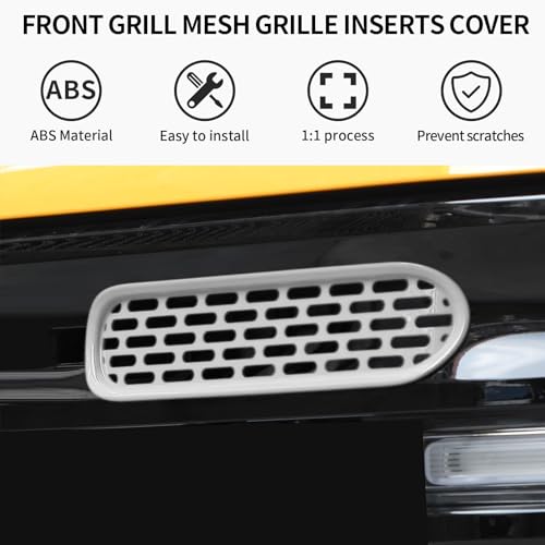 Image of Front Grill Mesh Grille Inserts Cover Frame Trims Kit 6Pcs Fit for Ford Bronco 2021-2024 2 /4 Door Exterior Accessories (White)