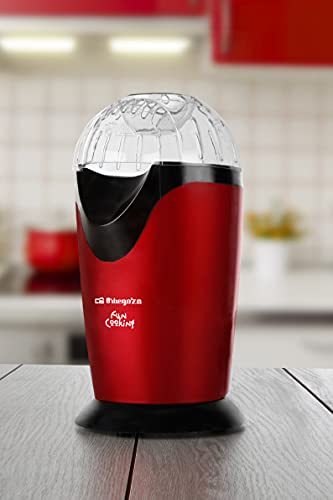 Orbegozo PA 4300 Popcornmaschine, tragbar, ohne Öl, Schnellarbeit, Messbecher, 1000 W, rot-metallic – Bild 3