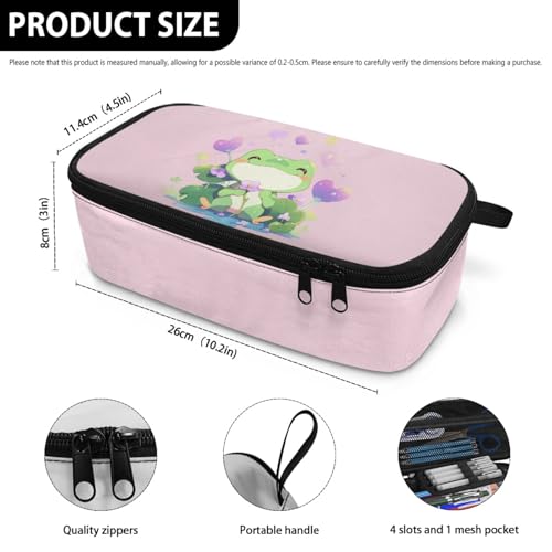 Image of Girls Pencil Case Cute Frog Pencil Pouch Large Capacity,Preschool Kids Pencil Bag for 1St 2Nd 3Rd Children Pen Box for Boys Adults Men Pencil Pouch Holder for Back to School Gifts