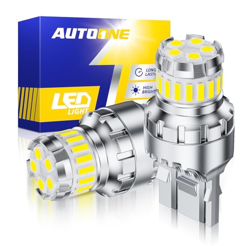 Image of AUTOONE 7440 7443 LED Bulb for Reverse Light 6000K White, 3000LM 700% Brighter 7441 7444 T20 W21W LED for Backup Light, Tail Light, Brake Light, Turn Signal Light, Parking Light, DRL, Pack of 2