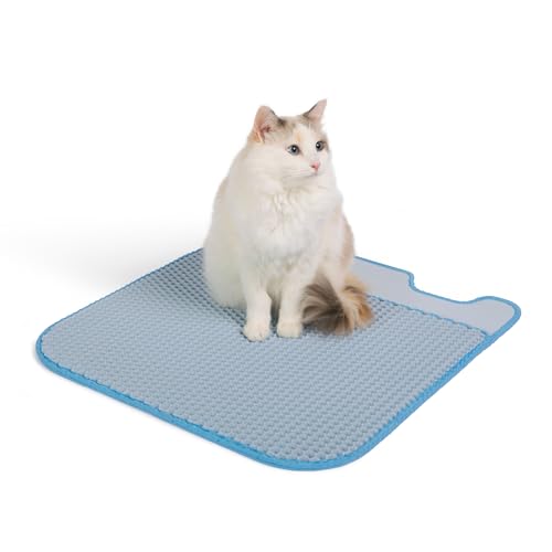 Leo's Loo Too by Casa Leo I Litter Mat I Trap your Cat Litter with a Dual Layer Honeycomb Design I Water Proof Material for Easy Cleaning I Baby Blue