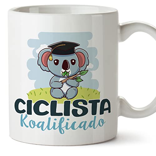 MUGFFINS Tazas para CICLISTA hombre - En Español - Koalificado/koalificada - 11 oz / 330 ml - Regalo original y divertido