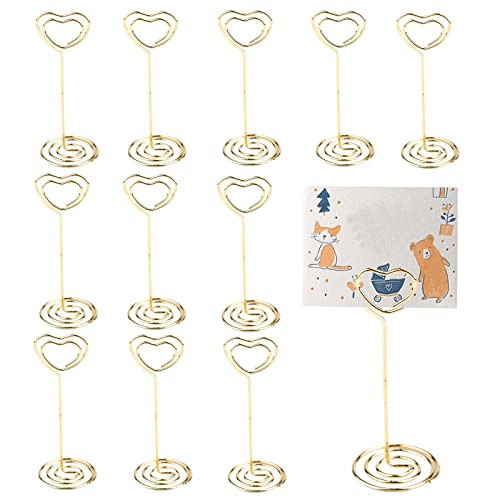 Tischkartenhalter Hochzeit 12 Stück kartenhalter Hochzeit Fotohalter Herzförmig Tischnummern Halter Metall Menükartenhalter für Hochzeit Geburtstag Party Dekoration - Gold Cover