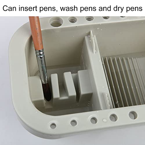 Image of Bibabala Oil Paint Brush Cleaner with Paint Palette Tray, Paint Cups with Lids, Paint Brush Holder, Multifunction Painting Brush Basin Holder and Organizer for Painting Brush Cleaning(Grey)