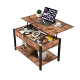 Photo Gallery homerecommend tavolino da caffè con ripiano e scomparti nascosti per soggiorno, stile rustico, marrone e nero Photo Gallery homerecommend tavolino da caffè con ripiano e scomparti nascosti per soggiorno, stile rustico, marrone e nero