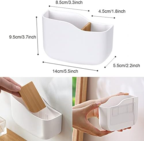 2 Pieces Wall Mounted Remote Control Holder, 2 Grids Adhesive Storage Box Detachable TV Remote Controller Holders Beside Storage Box Wall Pen Holder Mobile Phone Charging Stand