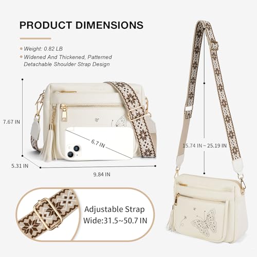 Image of KITEVIUN Crossbody Bags for Women Trendy Leather Crossbody Purse Shoulder Handbags Butterfly Design