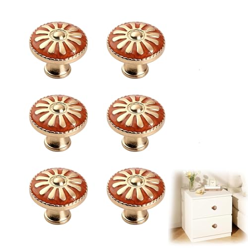 BIVYAX Bouton de Meuble Vintage Chic Laiton Antique, Poignee de Meuble Cuisine Poignet de Porte Interieur 6 Pieces Set pour Armoire Tiroir Placard Penderie...