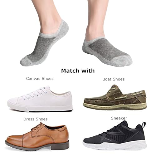 SIXDAYSOX No Show Socks for Men 6/8 pack Cotton Thin Low Cut Non Slip for Loafer Flats Sneakers 5-8/9-11/12-15
