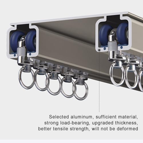 Riel para cortinas de techo en aluminio resistente de doble vía para salones 5
