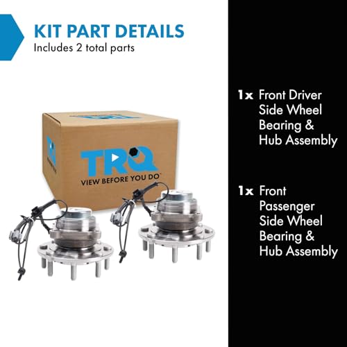 Image of TRQ Front Wheel Bearing and Hub Assembly Set 2 Piece Compatible with 18-21 Chevrolet Express 3500 14040LB GVW 18-19 Express 4500 14040LB GVW 18-21 GMC Savana 3500 2019 Savana 4500
