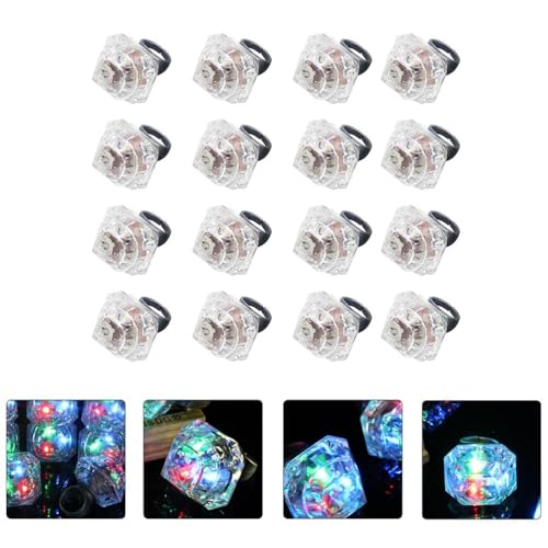 STOBOK 16Pcs LED Licht Up Ringe Blinkende Diamant Ringe Glow in The Dark Finger für Geburtstag Bachelorette Nachtclub Raves Konzert Zeigt Party Favor