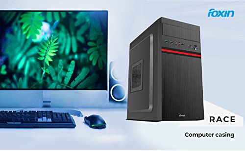 Image of Foxin Race Desktop Computer Case /PC Cabinet - with Steel Metal Body | All ATX Motherboard Compatible | Color Metallic Black