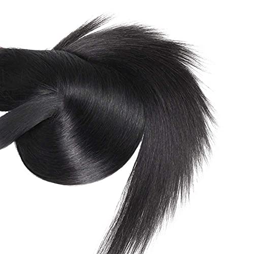 Image of #1B Black Bundles Human Hair Straight Bundles 12 14 16 Inch Natural Black Straight Bundle Human Hair Extensions Unprocessed Virgin Remy Hair 3 Bundle 50 Gram Per Bundle For Women