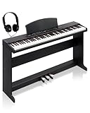 Ktaxon 88 Key Piano Keyboard Digital Piano with 3 Tone Controls, MIDI & Bluetooth Functionality, Includes Headphones, Musical Sheet Clip, Sticker, Dust Cover, Electric Keyboard for Beginner(Compact)
