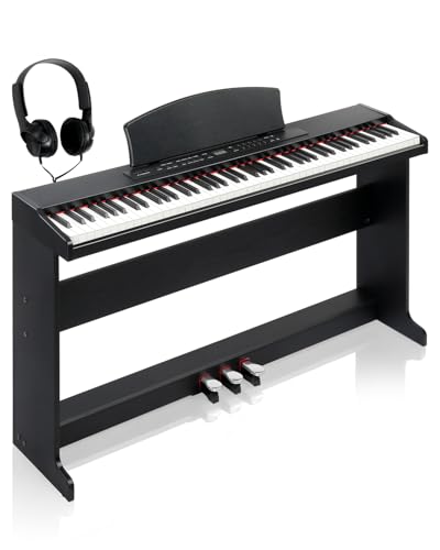 Ktaxon 88 Key Piano Keyboard Digital Piano with 3 Tone Controls, MIDI & Bluetooth Functionality, Includes Headphones, Musical Sheet Clip, Sticker, Dust Cover, Electric Keyboard for Beginner(Compact)
