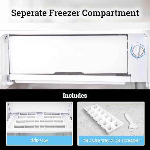 Image of Igloo 2.6 Cu.Ft Mini Fridge with Freezer- Single Door Compact Refrigerator with Glass Shelves for Homes, Dorms & Offices- Keep Snacks, Drinks & Frozen Foods Cool with Temperature Control Fridge- White