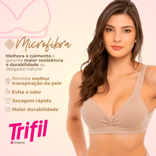 Kit 02 Sutiãs Sem Costura Trifil Daily T-Shirt Microfibra Feminino Adulto | 1 Macadâmia - 1 Mousse |