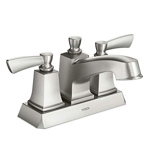 Moen WS84922SRN Conway Two-Handle Centerset Bathroom Faucet with Drain Assembly, Spot Resist Brushed Nickel