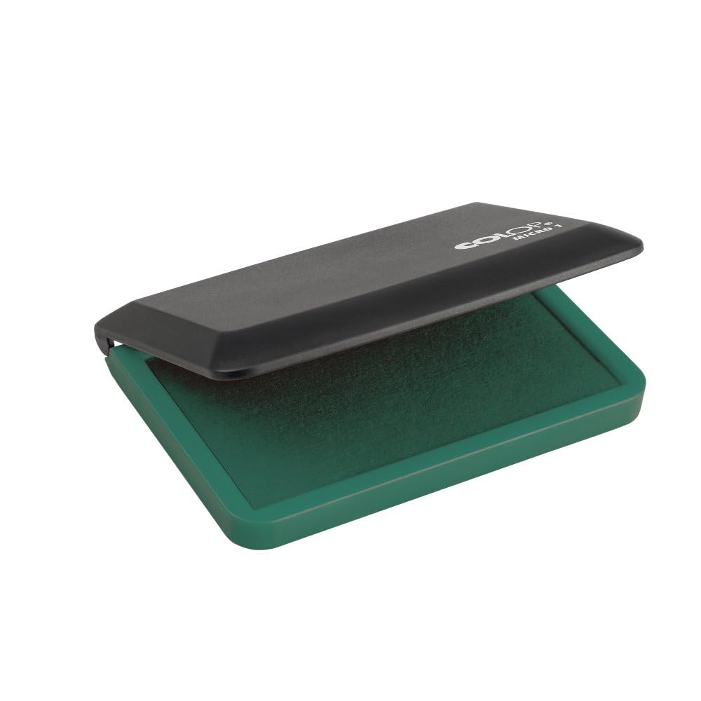 COLOP Micro 1 Green Rubber Stamp Ink Pad. Measures 90x50mm. Best Ink Pad for Home, Office, and Crafting Use. Water-Based, Non-Toxic, Document-Proof and Vegan Friendly.
