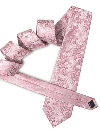 Image of Barry.Wang Men Tie Set Floral Paisley Silk Necktie Pocket Square Cufflinks Formal Wedding Party Business