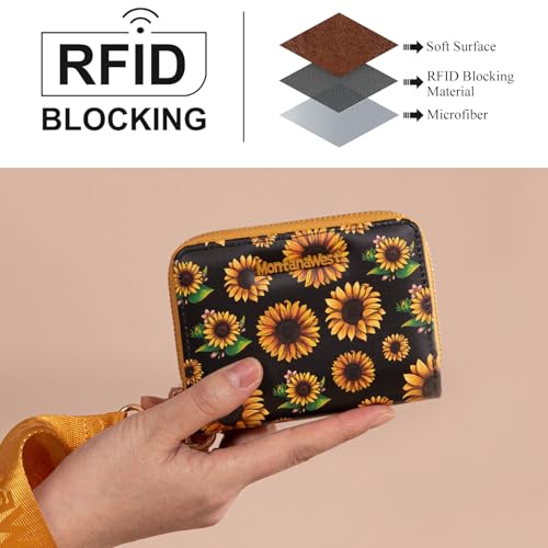 Image of Montana West Small Sunflower Wallet for Women Female Ladies with a Detachable Wristlet Women's Wallet with Rfid Blocking Lining Minimalist Lightweight & Easy to Carry MWC-4201BK