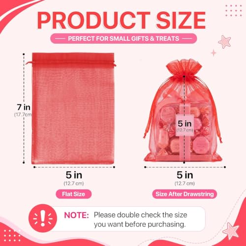 Image of XCLUSY 20PCS (13X18CM)(5x7 inchINCH) Potli Bags for Gifting - Multipurpose Wedding Return Gift Bags | Party Favour, Birthday, Anniversary, Festive Packing Pouches | Organza, Cloth, Brocade, Fancy Luxury Goodie Bags (5x7 Inch RED, 1 Count(Pack of 20))