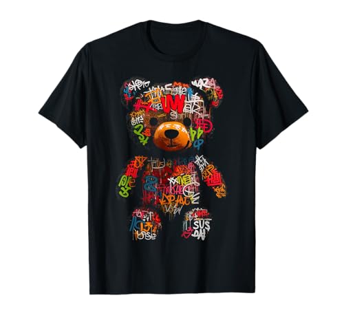 Illustration de Texte Ours drôle coloré Animal Art Ours T-Shirt