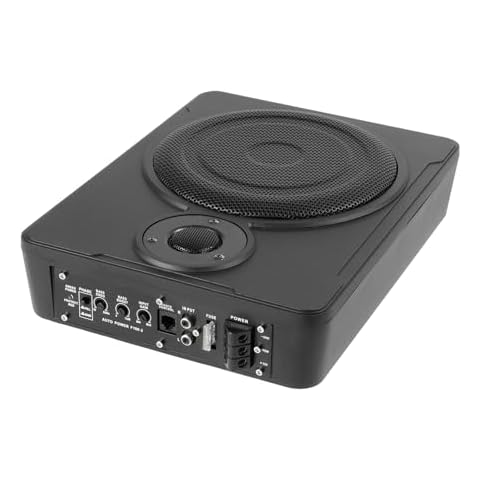 Gosangom 8” 600w Slimline Subwoofer, Car/Truck Bass Speaker Kit, Active Hidden Car Subwoofer, Under Seat Powered Subwoofer with Amp Kit Cover